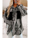 Gray Aztec Contrast Chest Pockets Loose Shacket - L