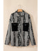 Gray Aztec Contrast Chest Pockets Loose Shacket - L