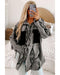 Gray Aztec Contrast Chest Pockets Loose Shacket - L