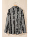 Gray Aztec Contrast Chest Pockets Loose Shacket - L
