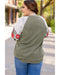 Vineyard Green Plus Size Textured Floral Patchwork Raglan Sleeve Blouse - 1X
