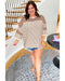 Khaki Stripe Patchwork Bracelet Sleeve Plus Size T Shirt - 1X