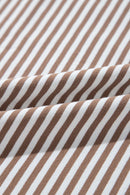 Khaki Stripe Patchwork Bracelet Sleeve Plus Size T Shirt - 1X