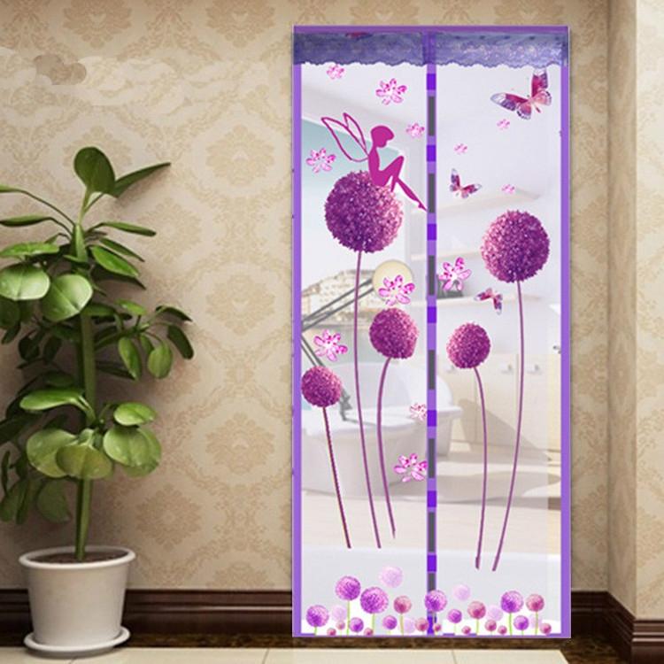 90x210cm Magnetic Summer Mosquito Screen Door Curtain - Purple