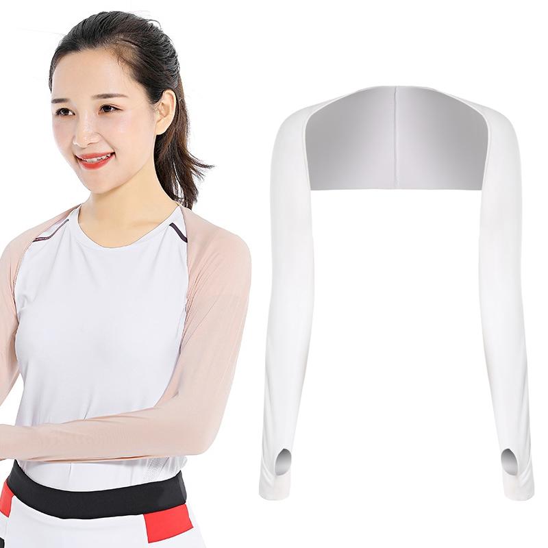 Sun Protection Golf Shawl Sleeves for Outdoor Sports and Cycling - White