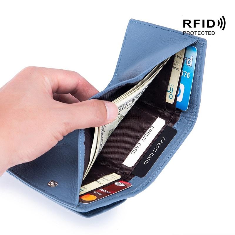 Compact Rfid Leather Coin Purse Wallet - Secure & Stylish - Lemon Yellow