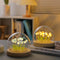 (Sixteen Blue Tulips) Glowing Tulip Dome Lamp -  Wooden Base, Bedside Table Decoration