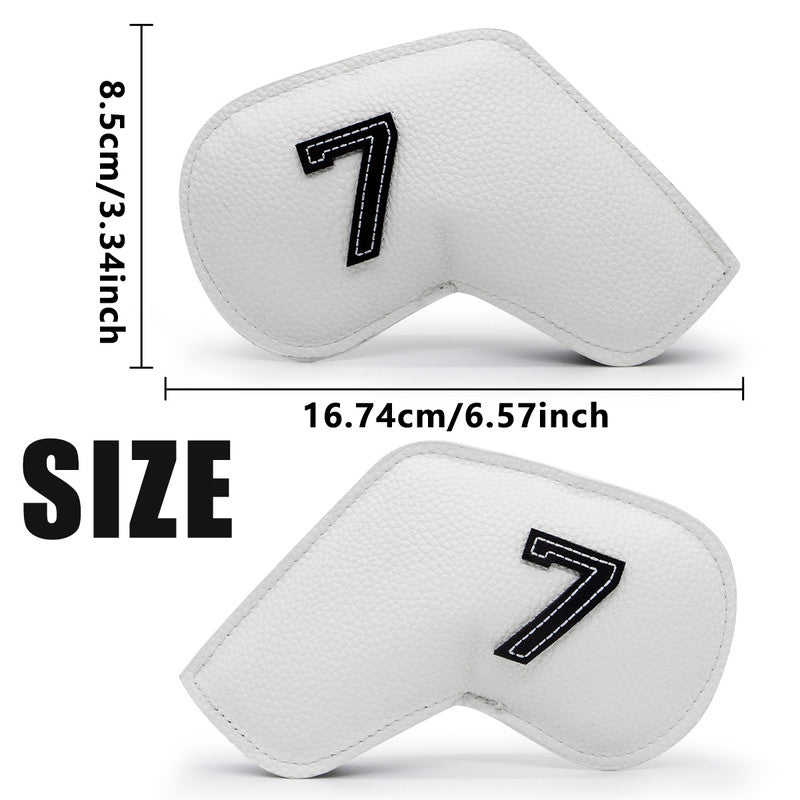 Red Golf Iron Head Covers Set of 10 - Waterproof PU Leather Club Protectors with Embroidered Numbers (3-9, P, A, S)