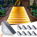 1 Piece White Bright 14-LED Solar Powered Step Lights - Automatic Outdoor Waterproof Illumination for Stairs, Deck, Pathway & Garden (Warm White)