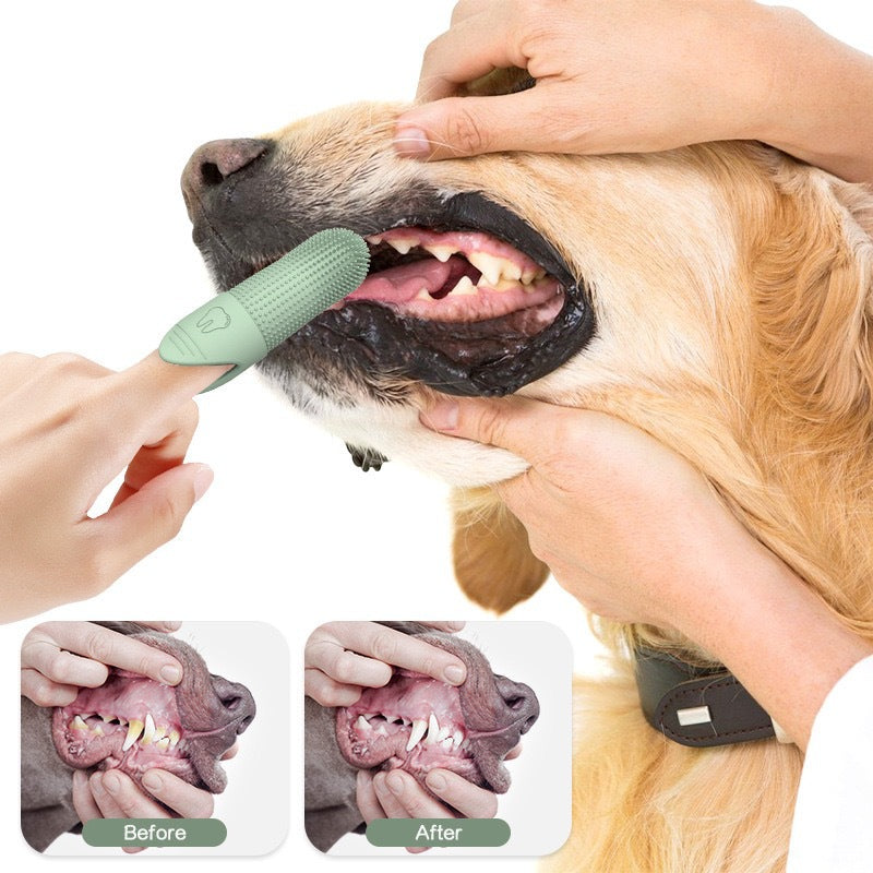 4 Pcs Blue Soft Silicone Pet Finger Toothbrush - Gentle Dental Care for Dogs & Cats, Tartar & Plaque Remover