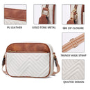 Tessellated Black Chic Quilted Crossbody Bag - Vintage PU Leather Shoulder Purse with Adjustable Strap