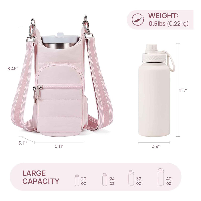 Pink Women's Crossbody Water Bottle Bag-Perfect for Hiking and Cycling