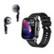 Smartwatch with Built-in TWS Earbuds & Silicone Sleeve - 2.01 HD Screen  Health Monitoring Bluetooth Calls & Music(Black rubber)"