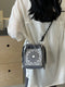 Chic Drawstring Bucket Bag with Intricate Print - Adjustable Rope Strap, Lightweight Fabric(Khaki)