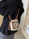 Chic Drawstring Bucket Bag with Intricate Print - Adjustable Rope Strap, Lightweight Fabric(Khaki)