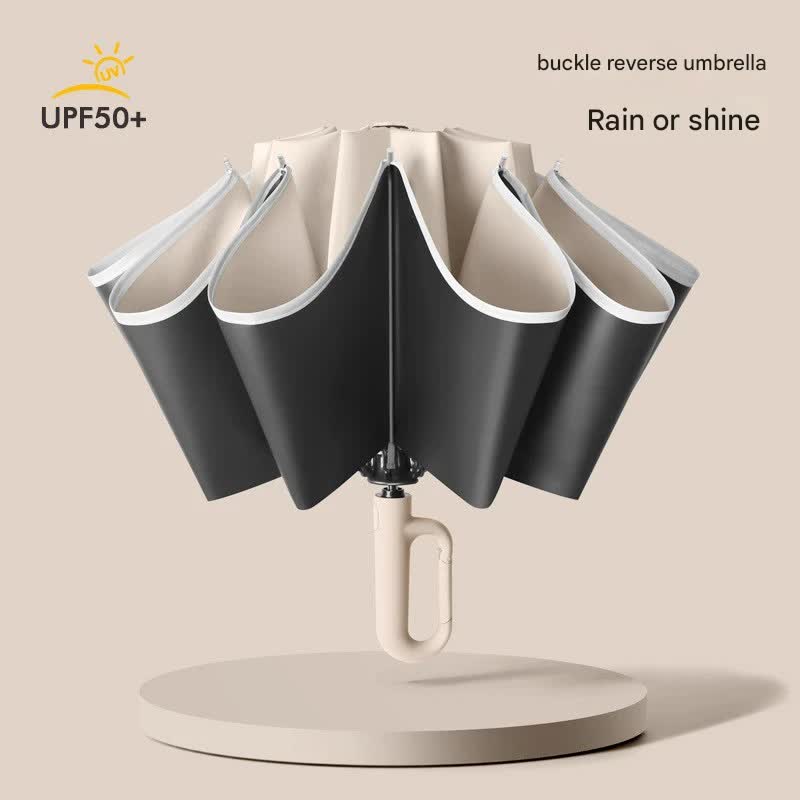 Automatic Open/Close Umbrella with UPF50+ Sun Protection - 10-Rib Windproof Design, Carabiner Handle(Blue)