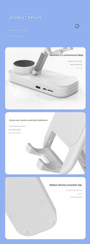 Foldable Desktop Phone Stand with Bluetooth 5.3 Speaker - Adjustable Angle & Height, TF/Line-In(black)