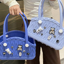 Stylish Handbag - Spacious with Decorative Elements(Dark Blue)
