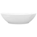 vidaXL Oval Ceramic Basin in White | Elegant High-Gloss Finish | Modern Artistic Design for Bathrooms and Powder Rooms