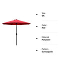 (Red) - Sunnyglade 2.7m Patio Umbrella Outdoor Table Umbrella with 8 Sturdy Ribs (Red)