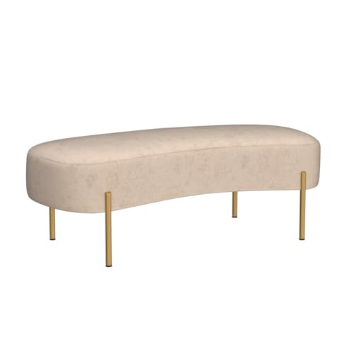 ALISH Upholstered Bench Modern Ottoman Bench Bed Bench Entryway Bench with Gold Legs for Living Room, Bedroom Beige