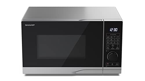 SHARP YC-PC254AU-S 25 Litre 900W Silver/Black Microwave Combi Oven with 1200W Grill & 2050W Convection Cooker, 10 Power Levels, 14 Automatic Cook Programmes, Semi Digital Jog Dial Control, Easy Clean