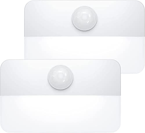 AMIR (Newest Version) Motion Sensor Light, Cordless Battery-Powered LED Night Light, Wall Light, Closet Lights, Safe Lights for Stairs, Hallway, Bathroom, Kitchen, Cabinet (Pack of 2 - White)