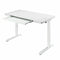 Luxsuite Electric Standing Desk Sit Stand Up Office Table Height Adjustable Motorised Rising Memory Function Tempered Glass Top Wireless Charger USB White