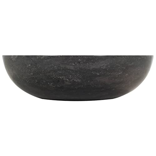 'vidaXL Handmade Marble Sink in Black, Sturdy Natural River Stone Bathroom Basin, Rectangular Shaped Washroom Centerpiece, Dimensions 40 x 12 cm