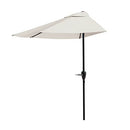 Pure Garden 9-Foot Half Patio Umbrella – Easy Crank Semicircle Opening Shade Canopy – for Against a Wall, Porch, or Balcony Furniture (Tan)