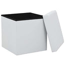 vidaXL White Faux Leather Folding Storage Stools - Versatile and Foldable Seating Solution with Ample Storage and Easy Clean Feature