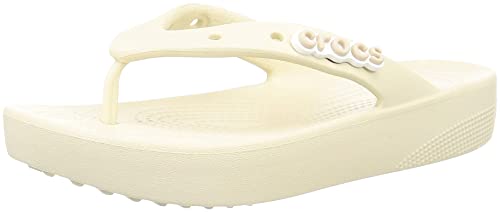 Crocs Women's Classic Platform Flip, Bone, US 5