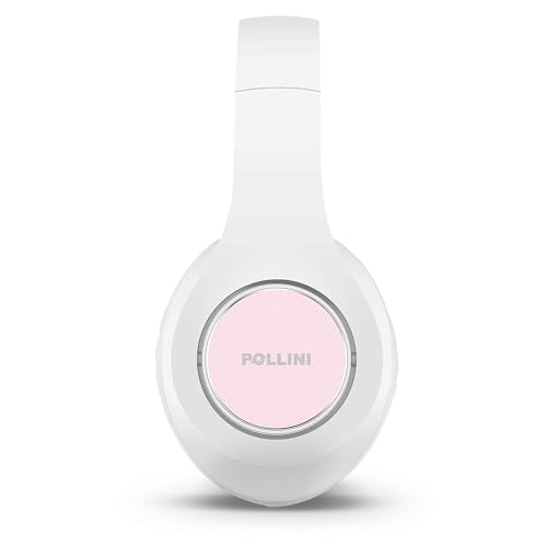 Bluetooth Headphones Wireless, pollini 40H Playtime Foldable Over Ear Headphones with Microphone, Deep Bass Stereo Headset with Soft Memory-Protein Earmuffs for iPhone/Android Cell Phone/PC (White)