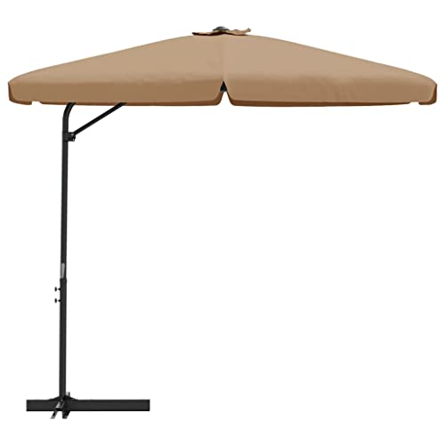 vidaXL Outdoor Parasol with Steel Pole UV-Resistant Garden Patio Terrace Backyard Umbrella Shade Sunshade Sun Shelter Cover 300 cm Taupe