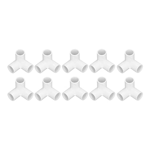 10PCS 3 Way PVC Pipe Fittings 0.8in Plastic 90 Degree Corner Elbow Fitting Tee Corner Connector 20mm Inner Diameter(White)