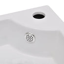 vidaXL White Ceramic Wash Basin with Overflow, Wall-Mounted or Above Counter Installation, Ideal for Bathroom and Washroom, 45x32x12.5 cm