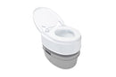 Camco Premium Travel Toilet | Features a 5.3-Gallon Detachable Holding Tank and is Designed for Camping, Hiking, Boating, RVing and More, Acrylonitrile Butadiene Styrene, White & Grey (41544)