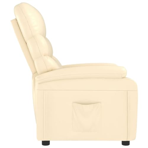 vidaXL Recliner Chair, Armchair with Adjustable Backrest and Footrest, Single Sofa Chair for Living Room Bedroom, Chaise Lounge, Cream Faux Leather