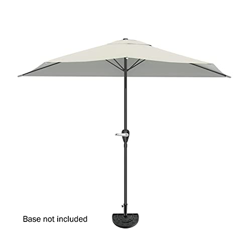 Pure Garden 9-Foot Half Patio Umbrella – Easy Crank Semicircle Opening Shade Canopy – for Against a Wall, Porch, or Balcony Furniture (Tan)