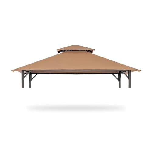 Grill Gazebo Replacement 5' x 8' Canopy Roof, Outdoor BBQ Gazebo Canopy Top Cover, Double Tired Grill Shelter Cover with Durable Polyester Fabric, Khaki