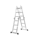 Traderight Multi Purpose Ladder Aluminium Folding Platform Extension, Multi Position Step Foldable Ladders for Home Garage Outdoor Work, 12 Rungs 3.6M Silver