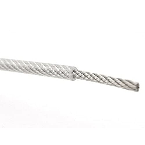 AcbbMNS 2mm Wire Rope 304 Stainless Steel Cable Wire Plastic Coated Rope 20M, 7 x 7 Strands Construction Braided, Clothes Line for Deck Railing, Outdoor, Yard, Garden or Crafts