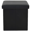 "vidaXL Folding Storage Stool - Black Faux Leather Upholstery, Comfortable Seat with Hidden Storage Space, Ideal for Living Room & Bedroom"