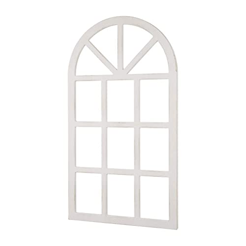 glitzhome Window Frame Wall décor Rustic Arch Wooden Window Pane Country Farmhouse Decorations 36" H x 20" L