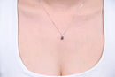 Gin & Grace 10K White Gold Genuine Blue Sapphire Pendant With Diamonds For Women