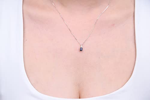 Gin & Grace 10K White Gold Genuine Blue Sapphire Pendant With Diamonds For Women