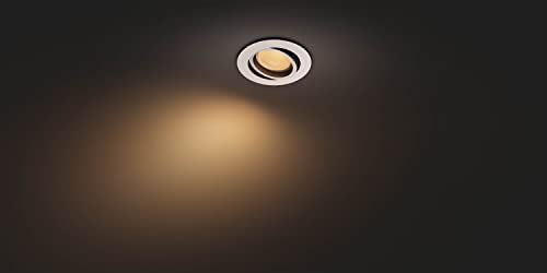 Philips Hue White Ambiance Milliskin Recessed Spotlight, 250 lm, Round, White, Dimmable, All White Shades, Controllable via App, Compatible with Amazon Alexa (Echo, Echo Dot), Pack of 1
