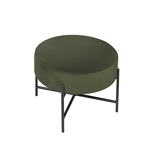 LEVEDE Round Foot Stool, Velvet Ottoman with Solid Metal Legs, Vanity Chair Stool Anti-Slip, Foot Rest, Home Office Furniture for Living Room, Bedroom, Makeup Room, Balcon (Green)