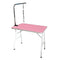 Floofi Pet Grooming Folding Height Adjustable Arm Table 90cm Single Pole Anti Slip Rubber Pink