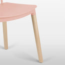 Simpol Home DSW Armless Modern Plastic Chairs with Wood Legs for Living, Bedroom, Kitchen, Dining,Lounge Waiting Room, Restaurants, Cafes, Set of 4, Pink Light